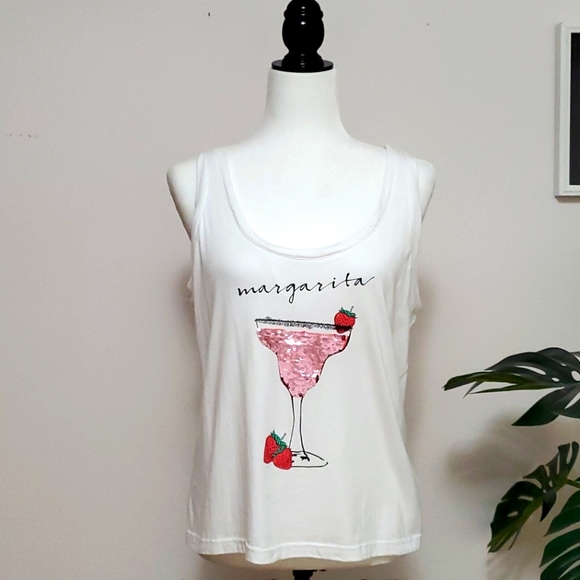 La Vie En Rose White Tank Top Sequins - Picture 5 of 11